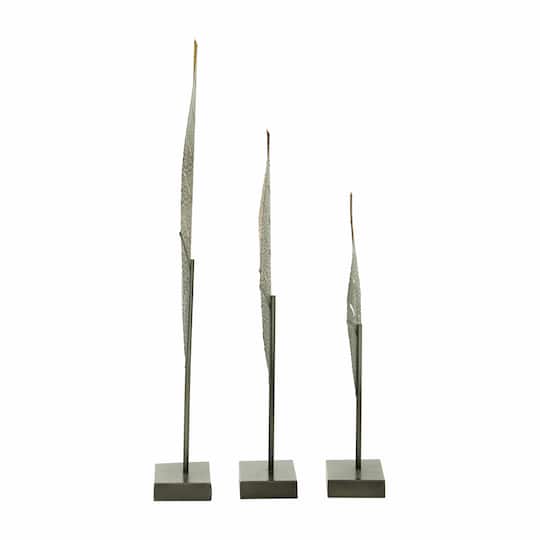 Gold Metal Contemporary Leaf Sculpture Set
